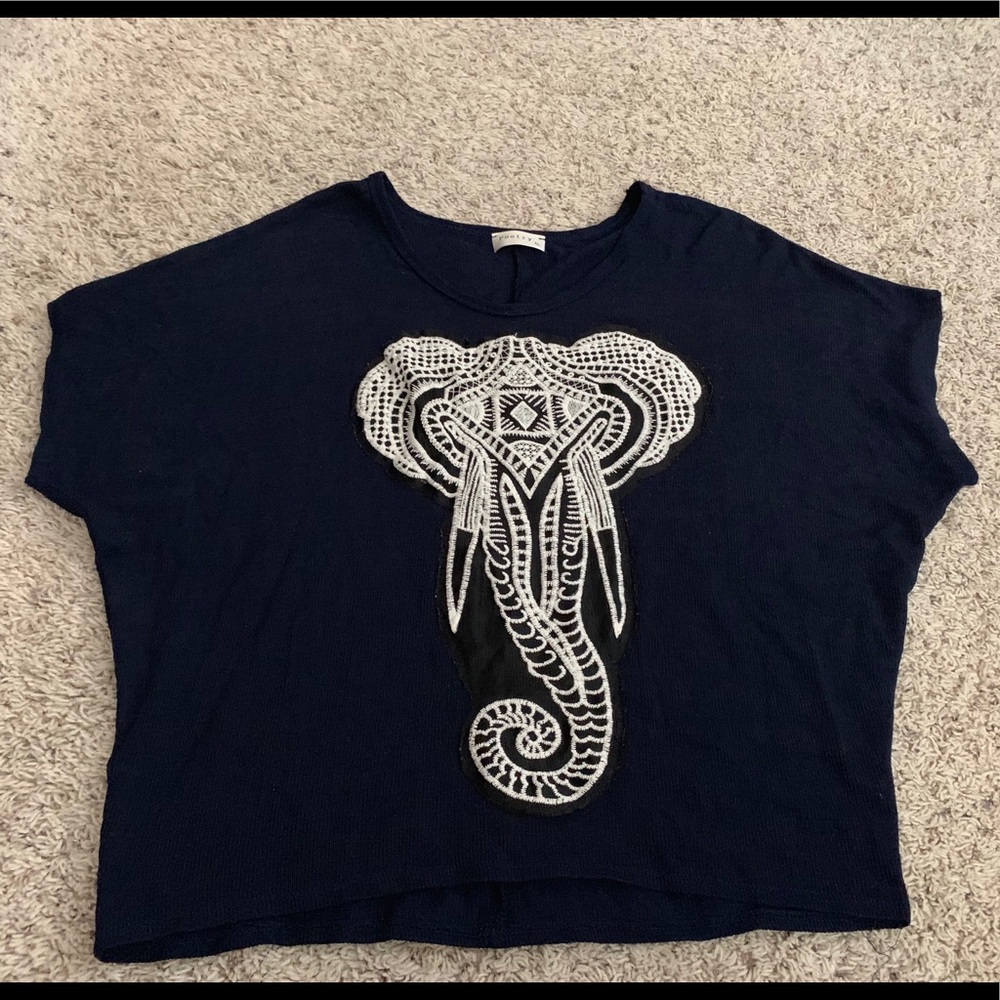 Navy Knit Elephant Top
